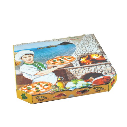 Pizza krabice 33x33x3cm - z vlnité lepenky / oblé hrany / 72033