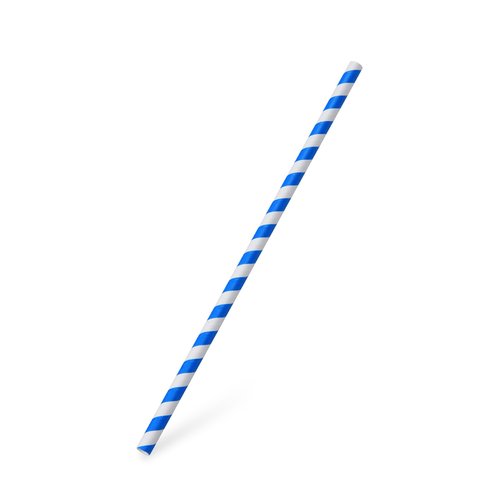 Slámka papírová JUMBO modrá spirála 25 cm, prům. 8 mm  / 40703