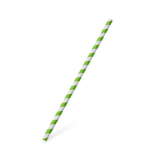 Slámky papírové JUMBO zelená spirála 25 cm, prům. 8 mm  / 40706
