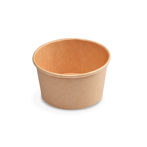 Papírová miska kulatá hnědá, 350ml,  nepromastitelná (PAP/PE) prům. 11,5 x 6,3 cm / 76936