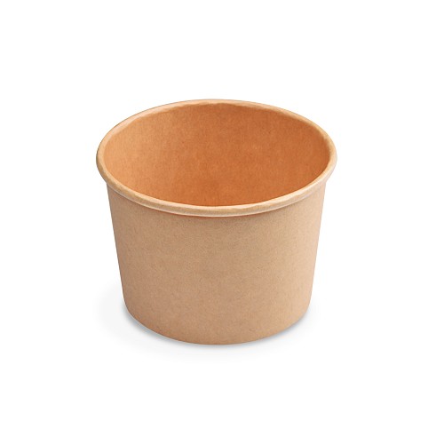 Papírová miska kulatá hnědá, 500ml,  nepromastitelná (PAP/PE) prům. 11,5 x 7,8 cm / 76951