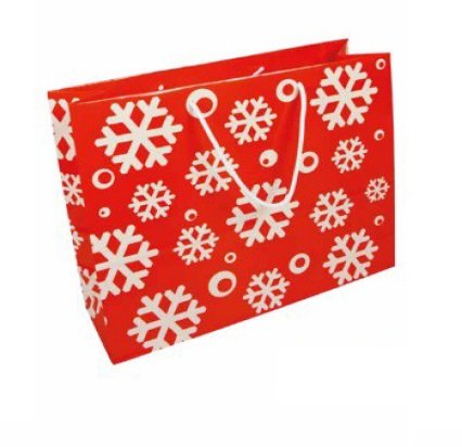 Papírová taška vánoční - Vločky 360x120x300 mm / lamino