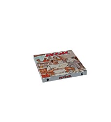 Krabice na pizzu 30 x 30 x 3 cm potisk - z vlnit lepenky / ostr hrany / 72030