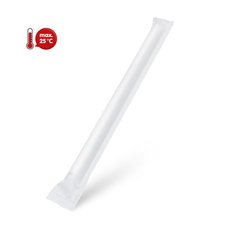 Slámka papírová JUMBO bílá BUBBLE TEA hygienicky balená - 23 cm, prům. 12 mm  / 40990