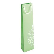 Papírová taška na víno   9,5 x 6,5 x 39 cm zelená s potiskem